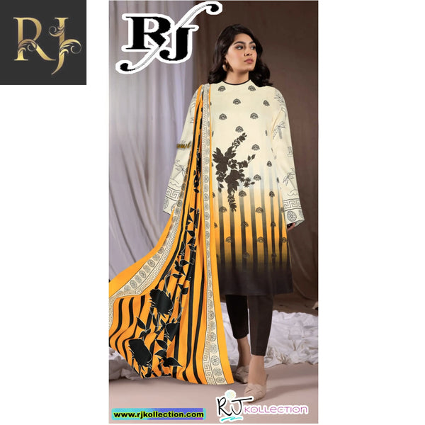 Stylish & Self-Printed Women's Unstitched 3-Piece Lawn Suit By RJ Kollection - RJ Kollection 2850.00  RJ Brand 