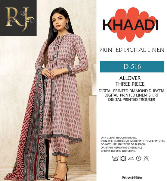 Women 3 Piece Unstitched Linen - RJ Kollection 0.00  RJ Kollection 