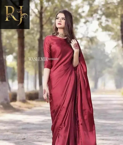 Women Unstitched Silk Plain Saree - RJ Kollection 1840.00  RJ Kollection 