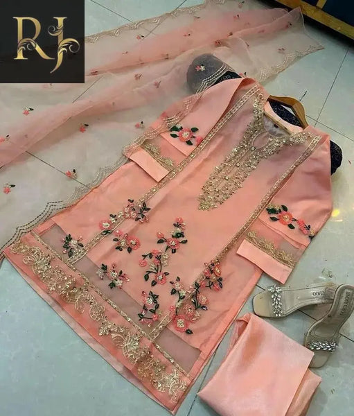 Women stitched Organza Embroided Suit - RJ Kollection 3040.00 Clothing RJ Kollection 