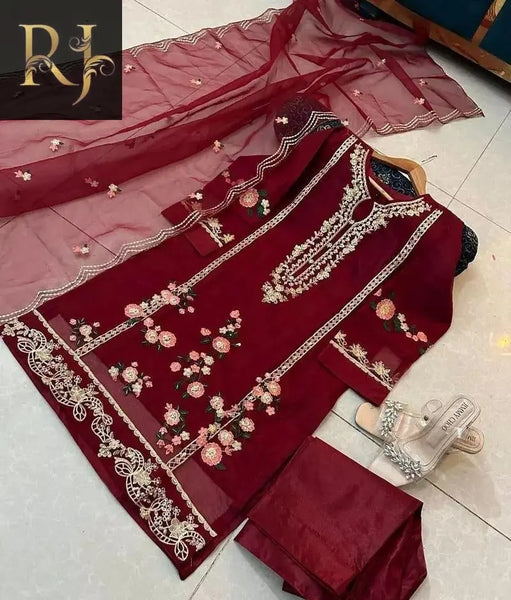 Women stitched Organza Embroided Suit - RJ Kollection 3040.00 Clothing RJ Kollection 