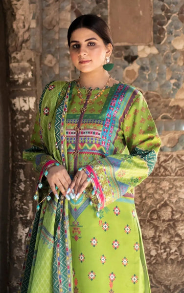 Yellow Green Self-Printed Women’s Unstitched 3-Piece Lawn Suit - RJ Kollection 2730.00  RJ Kollection 