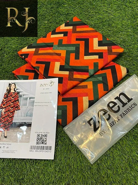 Zeen Brand 2 pcs Unstitched Lawn Dress RJ Kollection