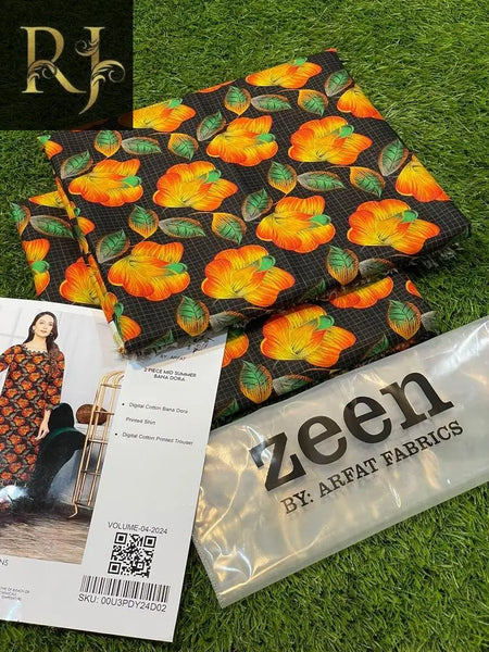 Zeen Brand 2 pcs Unstitched Lawn suit RJ Kollection