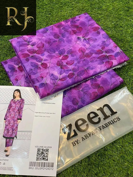 Zeen Brand 2 pcs Unstitched Lawn suit RJ Kollection