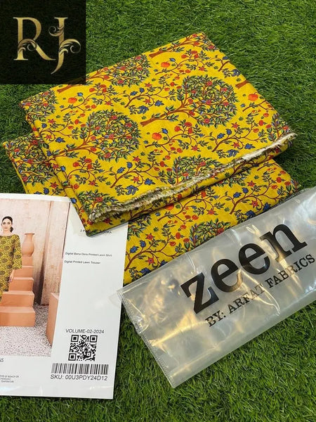 Zeen Brand 2 pcs Unstitched lawn suit RJ Kollection