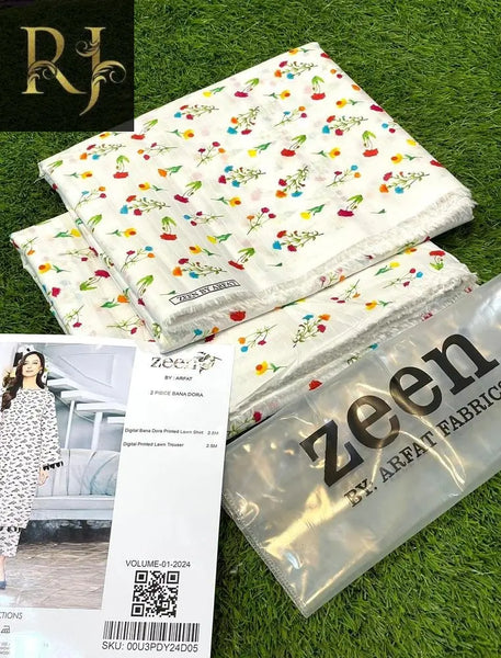 Zeen Brand 2 pcs unstitched lawn suit RJ Kollection