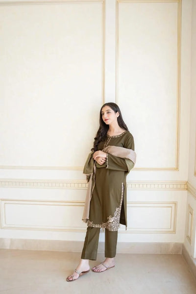 3 Pc's women's unstitched embroided suit