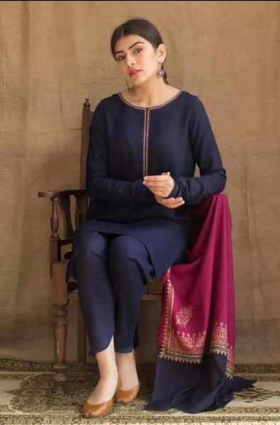 3 Pc's women's unstitched embroided suit