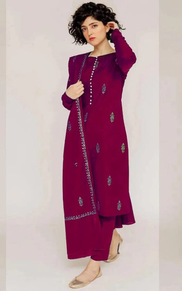 3 Pc's women's unstitched embroided suit