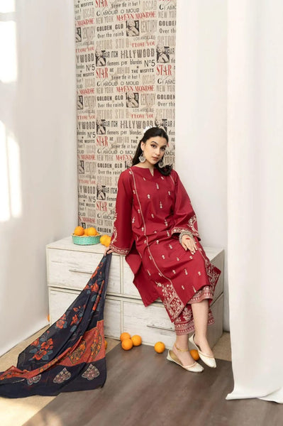 3 Pc's women's unstitched embroided suit