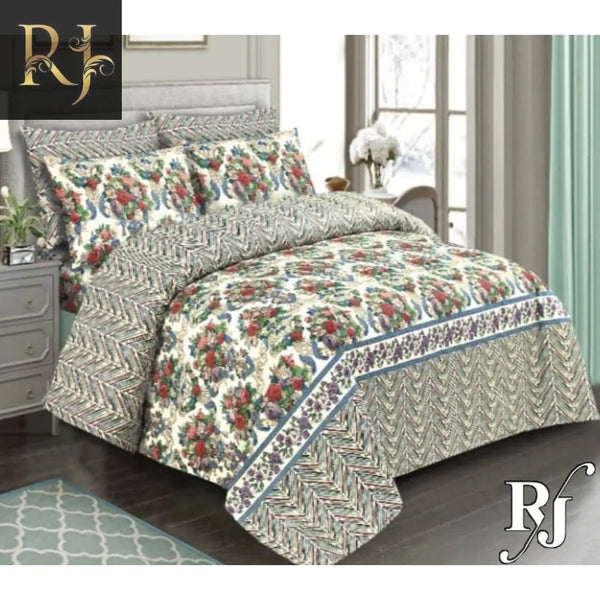 RJ Pure Cotton High Quality King Size Bed Sheets & Two Pillow Cover RJ#150 - RJ Kollection