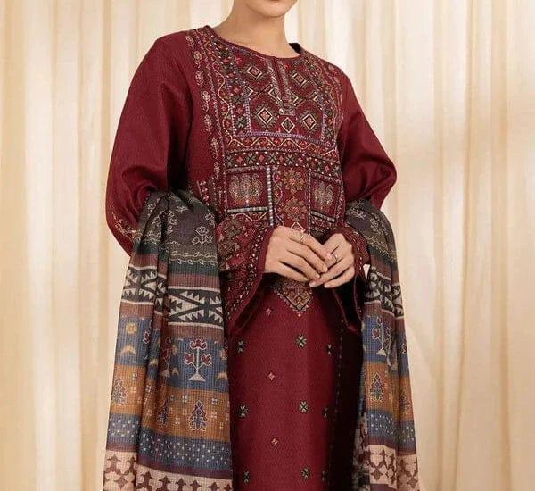 3 pcs womend unstitched embroided suit