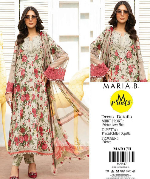 3 pcs womens unstitched printed suit