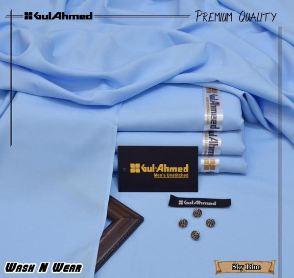 gul ahmed sky blue mens wash n wear