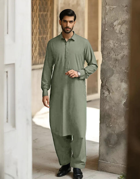 Mens unstitched cotton soft plain suit by RJ