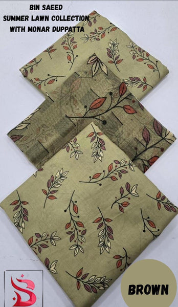 3 pcs womens unstitched digital printed suit