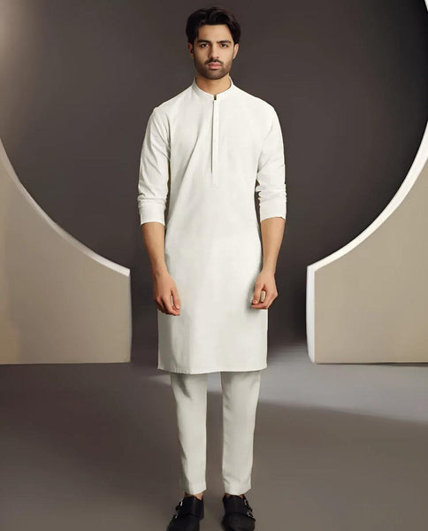 Mens unstitched soft cotton plain suit by RJ