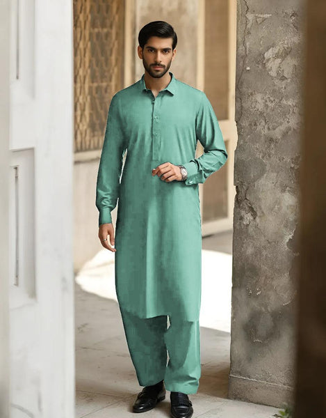 Mens unstitched soft cotton plain suit by RJ