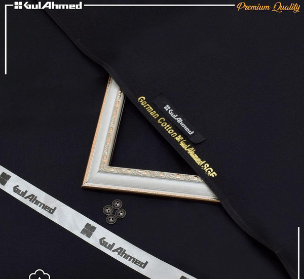 Black  Gul Ahmad Men’s Unstitched Cotton Suit (R)