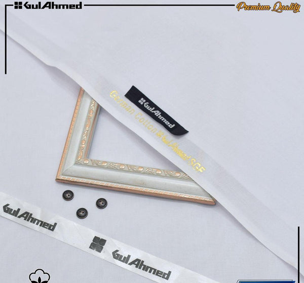 white Gul Ahmad Men’s Unstitched Cotton Fabric (R)