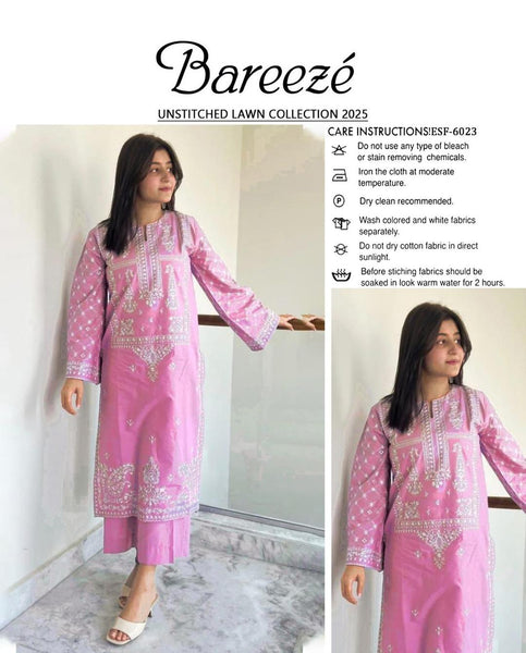 Bareeze 2 pc women's unstitched Embroided suit