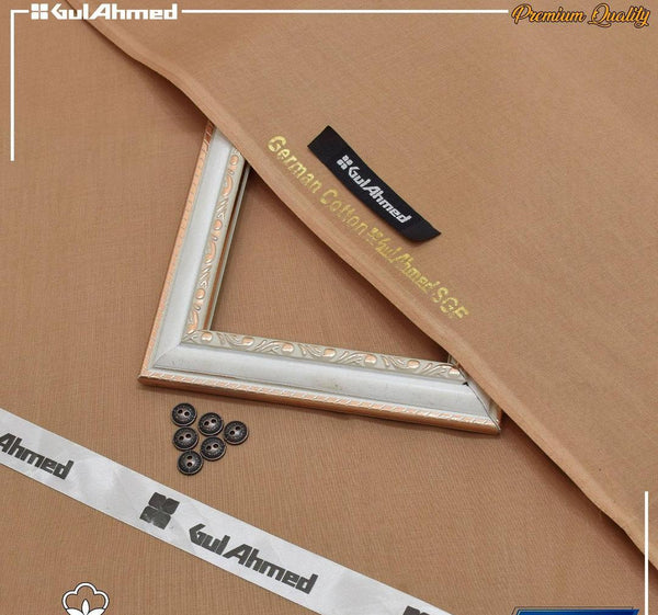 Light brown Gul Ahmad Men’s Unstitched Cotton Suit (R)