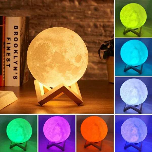 Led Moon Lamp – Night Light 3d Printed 12cm Lunar Lamp – Battery Powered Colorful – Moon Light Lamps For Kids – 8 Color