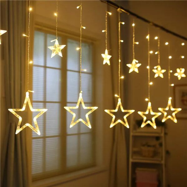 Led Star Curtain String Light Home Indoor Decor Fairy Lights