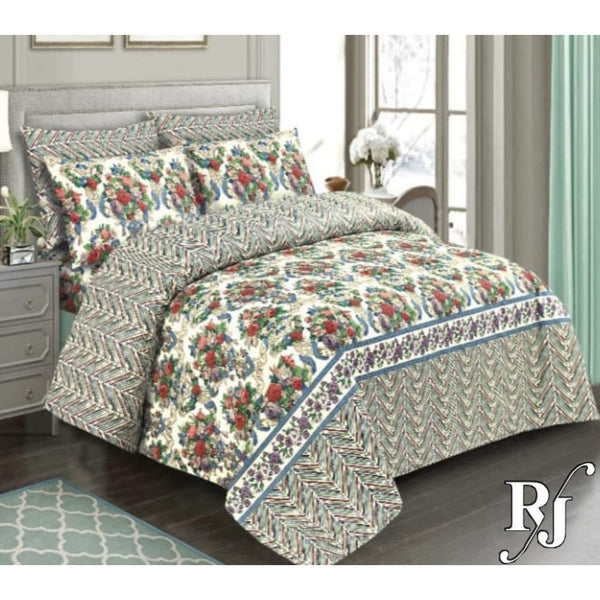 RJ Pure Cotton High Quality King Size Bed Sheets & Two Pillow Cover RJ#150 - RJ Kollection