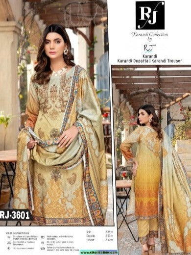 Stylish Design Women’s Embroidered Unstitched 3-Piece High-Quality Krandi Suit By RJ Kollection