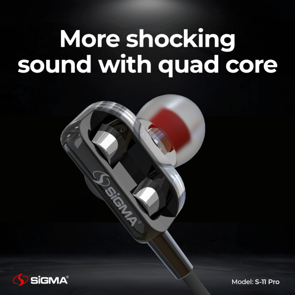Sigma S11 Pro Double Decker Stereo In-Ear Wired Earphones with Mic - Elevate Your Sound Experience