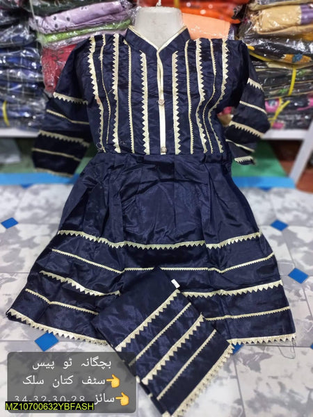 Black Embroidered Lace 2-Piece Frock For Kids
