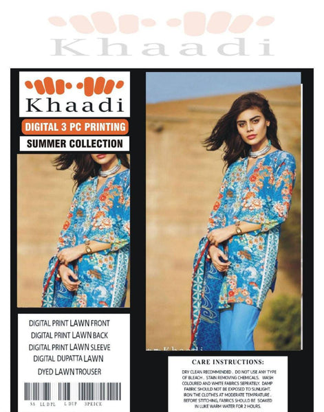 Blue Self-Printed Women’s Unstitched 3-Piece Lawn Suit By Khaadi (R)