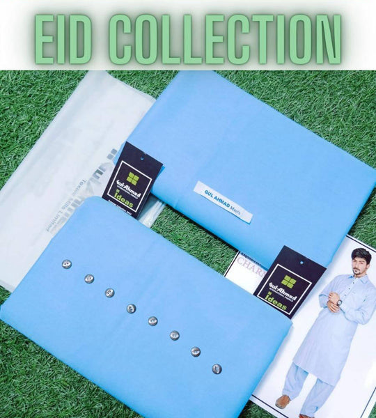 Sky Blue Gul Ahmad Men’s Unstitched Cotton Suit (R)