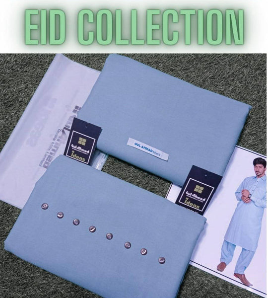 Light Blue Gul Ahmad Men’s Unstitched Cotton Suit (R)