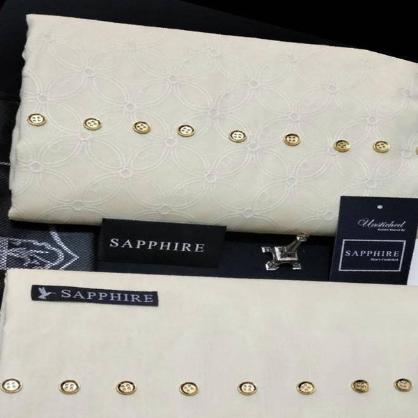 Premium Quality Off-White Men’s Unstitched Cotton By Sapphire r