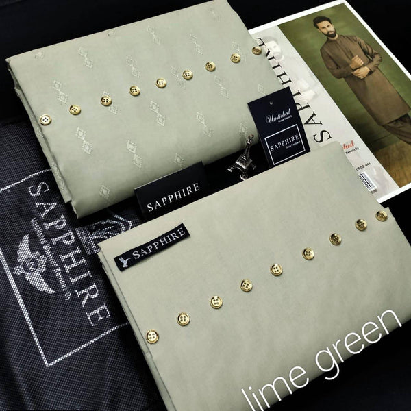 Pale Greenish Sapphire Men's Unstitched Cotton Suit r